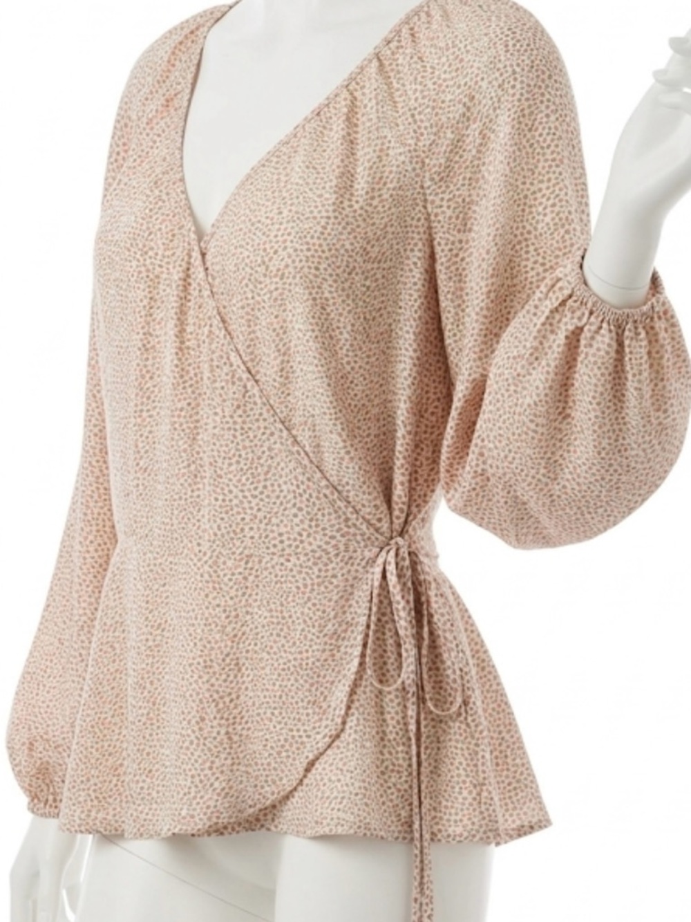 Worthington Peach and Beige Ditsy Print Blouse